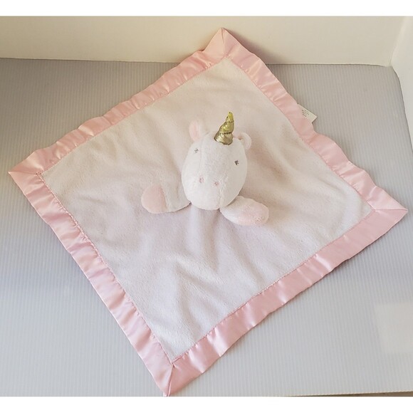 Cloud Island White Pink Glitter Unicorn Baby Security Blanket Lovey Plush Toy - Picture 1 of 12